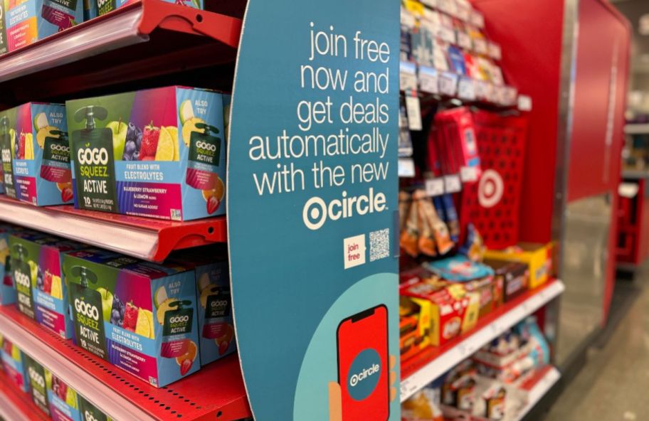 an endcap sign in a target store for the free tier of the new target circle program
