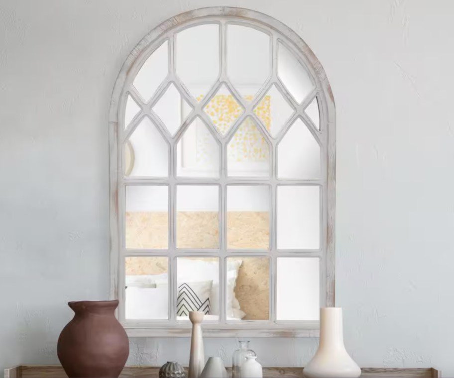 white windowpane mirror