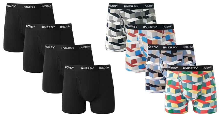 innersy 4 pack boxers in black and colors