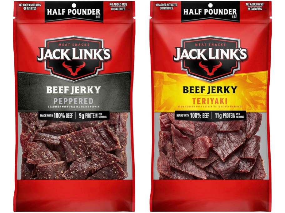 peppered and teriyaki beef jerky bags