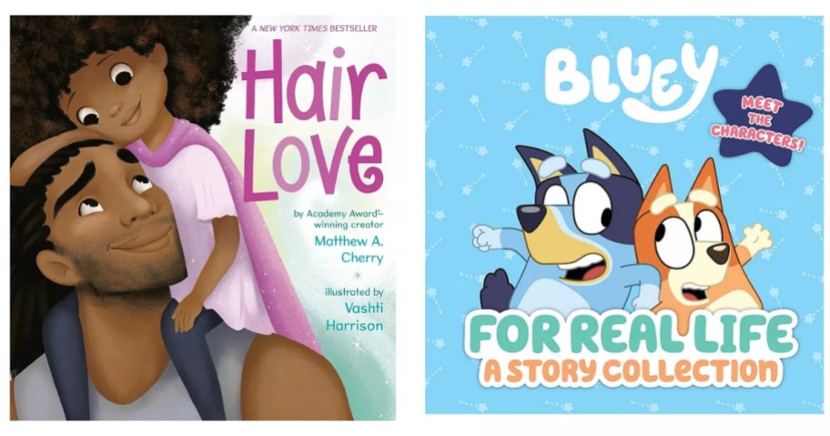 Hair Love and Bluey kid's hardcover books
