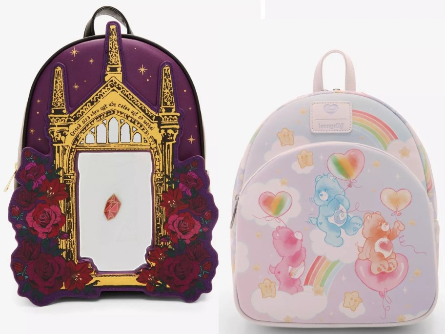 Loungefly Harry Potter backpack and Care Bears backpack