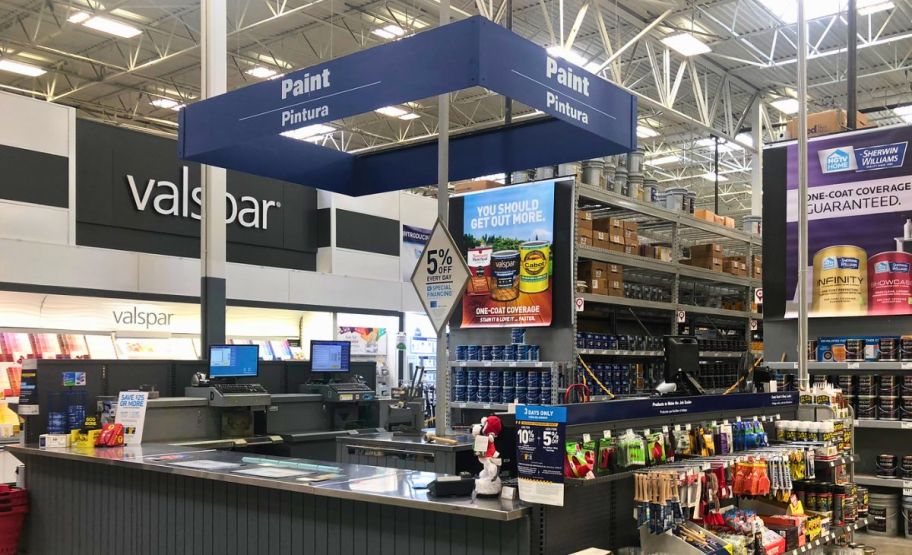 the lowes paint department desk in a lowes store