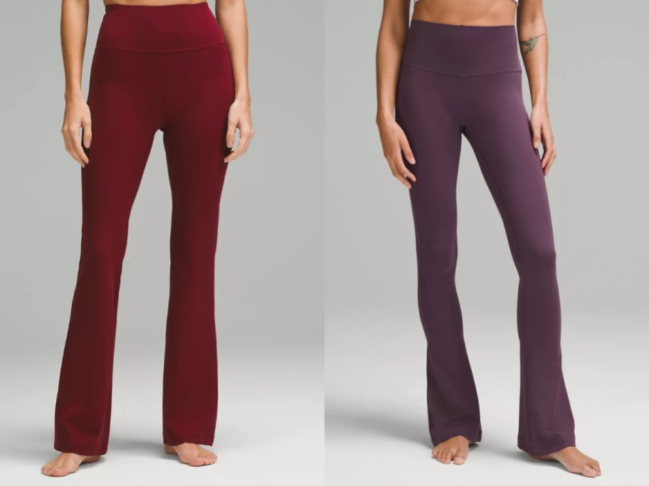 women wearing wine and purple color flare pants
