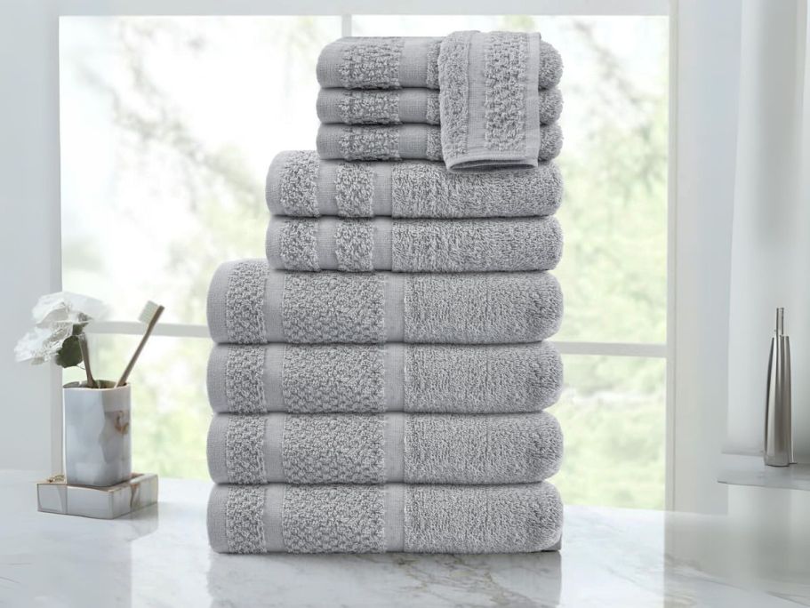 Mainstays 10-Piece Bath Towels Set Only $13.97 on Walmart.com | Upgraded Softness & Durability!