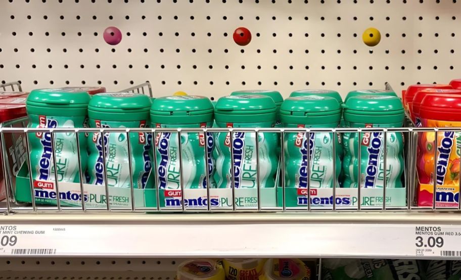 mentos gum on store shelf