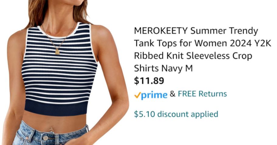 woman wearing striped sleeveless crop top