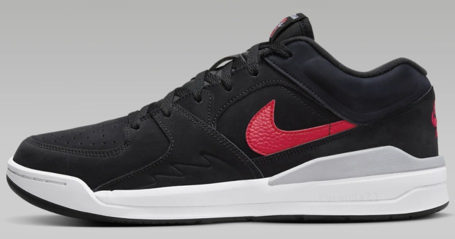 black, red and white Jordan men's shoe