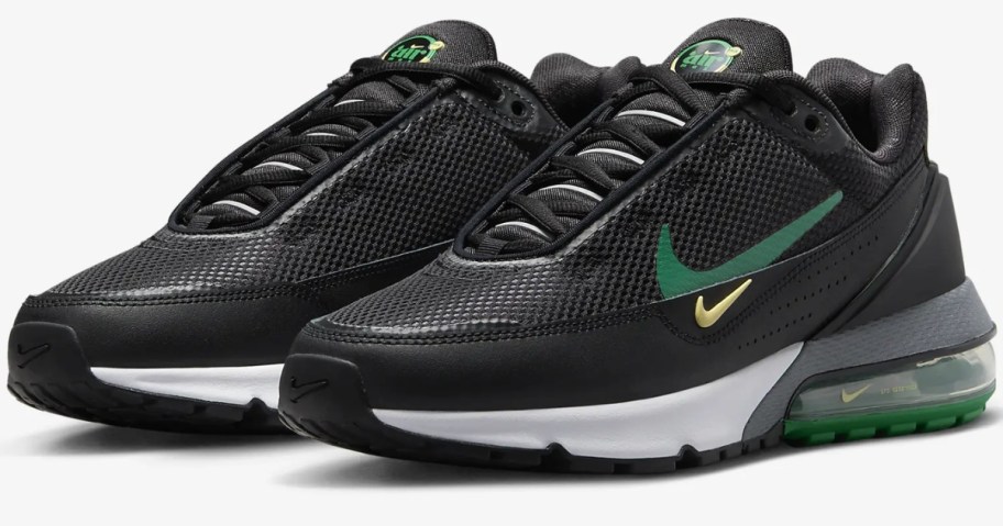 black and green men's Nike Air Max shoes