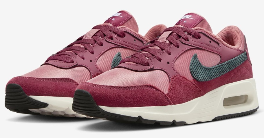 pink white and grey women's Nike Air Max shoes