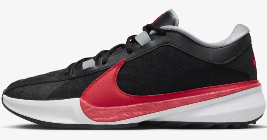 black, white and red Nike men's Basketball shoe