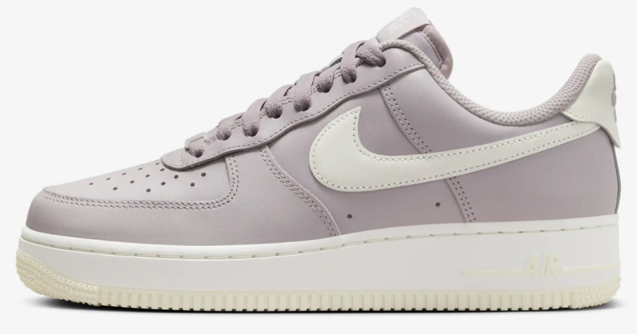 lavender and white women's Nike Air Force 1 shoe