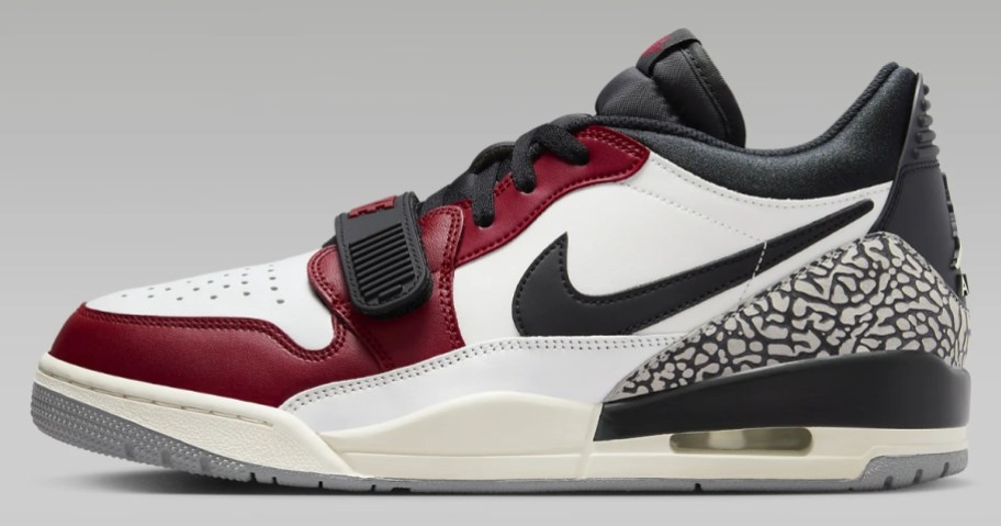 white, black, dark red men's Jordan shoe