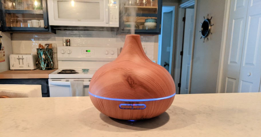 aromatherapy diffuser on a kitchen counter