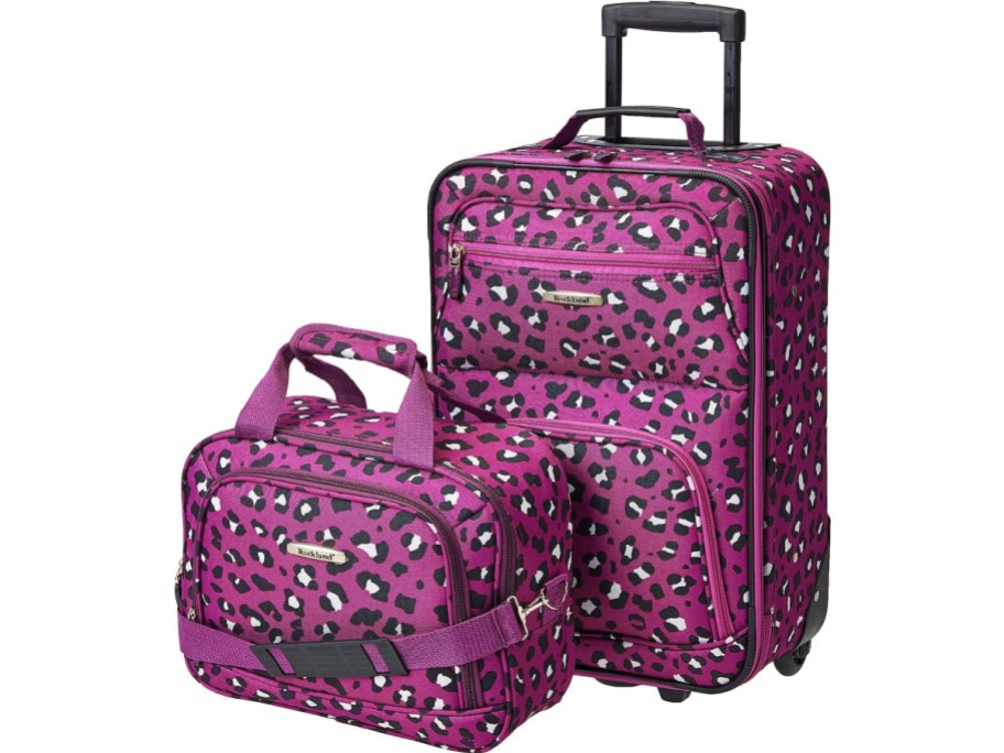 purple leopard luggage two pack