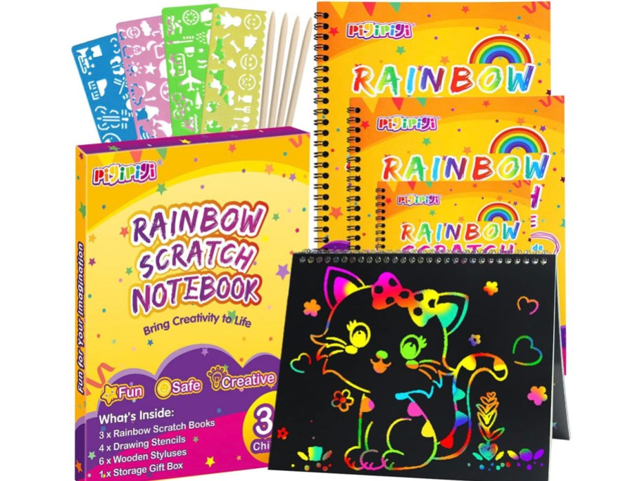 rainbow scratch art 3 pack notebook set stock image