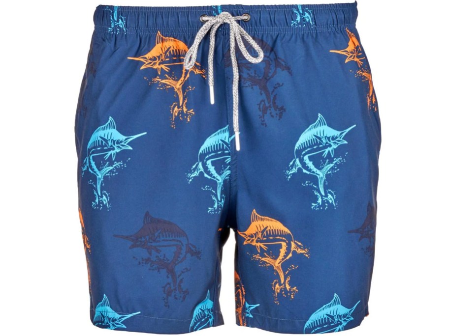 blue fish mens swimsuit trunks