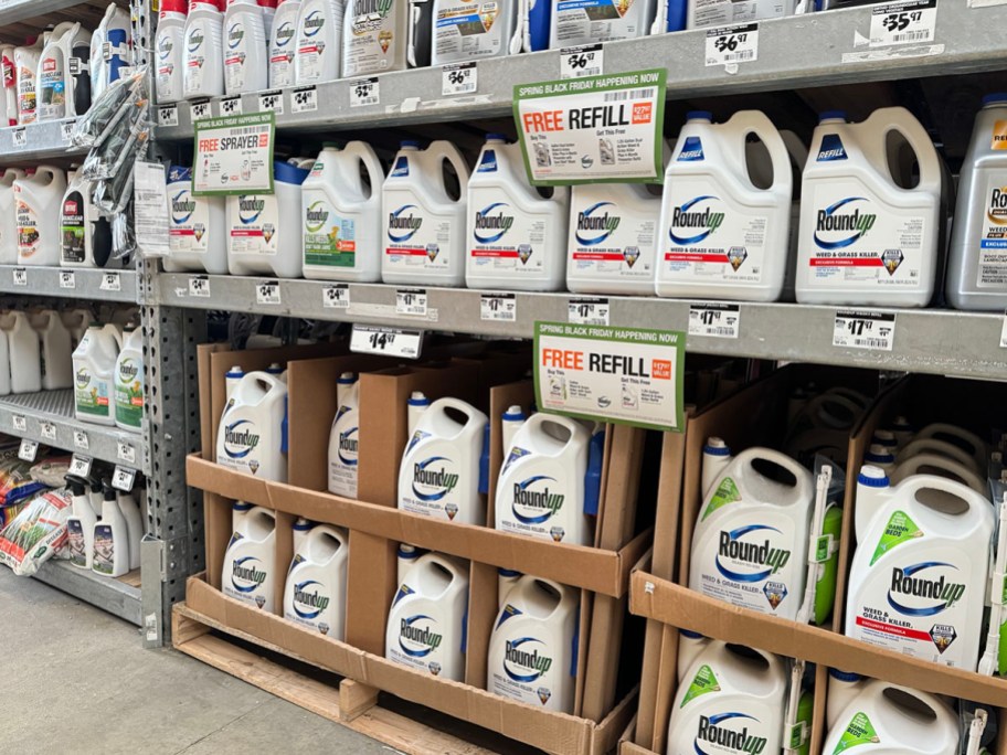 round up weed killers on shelf in home depot