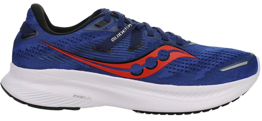 blue and red saucony running shoe stock image
