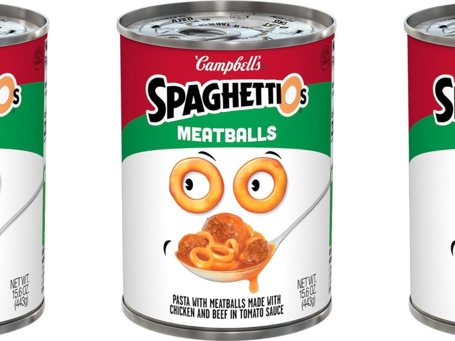 SpaghettiOs Canned Pasta with Meatballs, 15.6 oz Can stock image