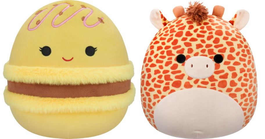 squishmallows macaroon and giraffe stock images