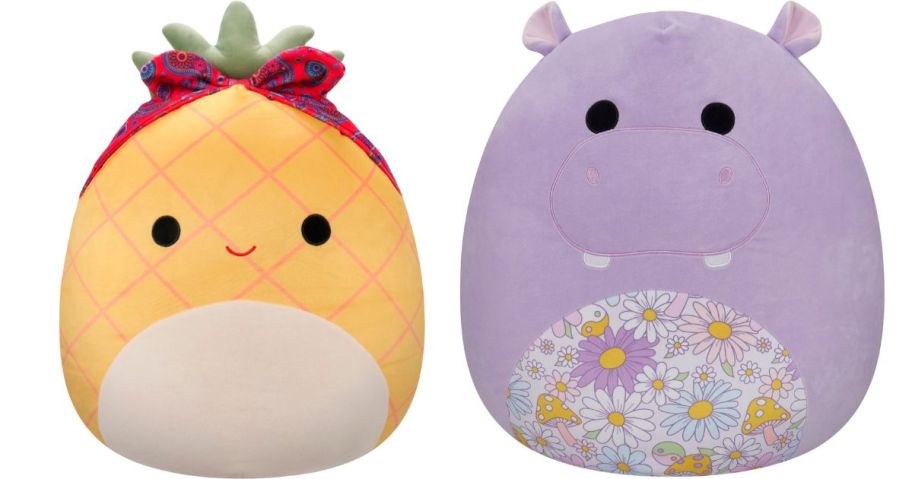 squishmallows pineapple and hippo stock images