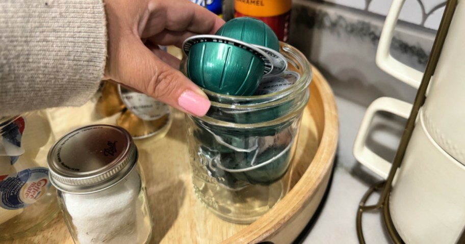 starbucks coffee nespresso pods in a jar