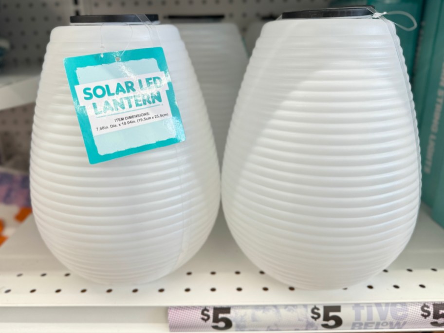 store display of two solar LED lantern with the price tag