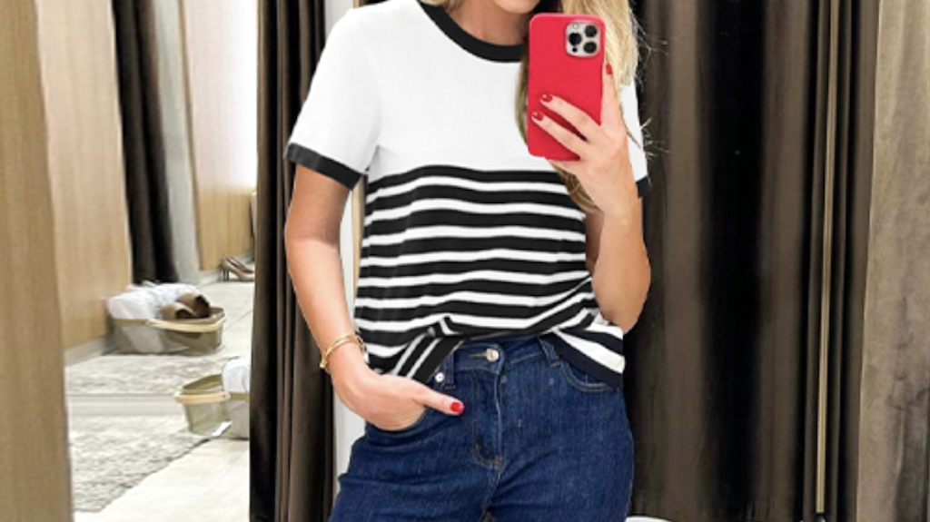 Women’s Striped Short-Sleeve Knit Shirt Just $10.99 on Amazon (Regularly $22)