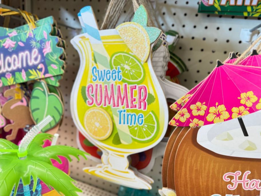 margarita summer beverage decorative wall sign on a store aisle