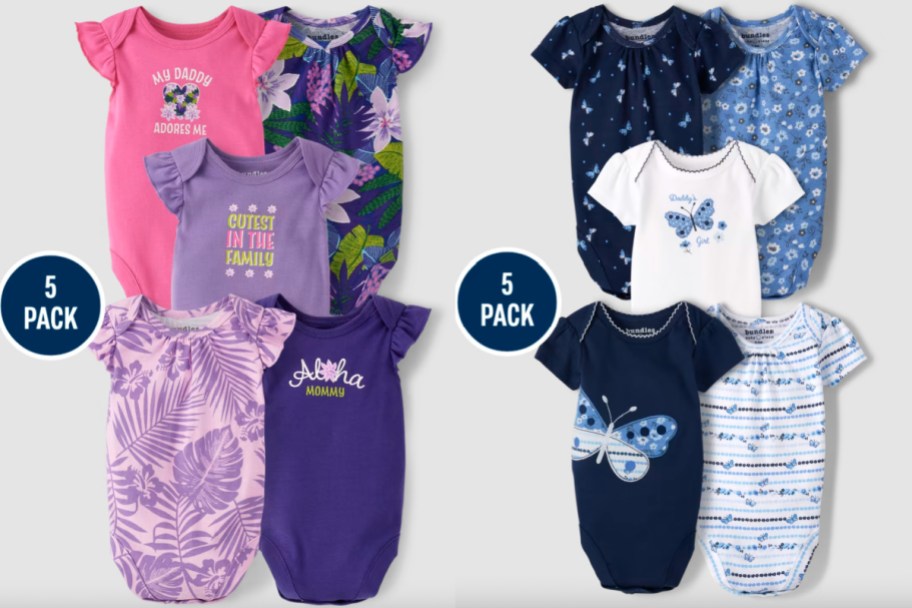 two sets of baby bodysuits