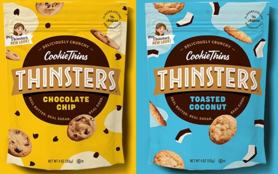bags of thinsters chocolate chip or toasted coconut thin cookies