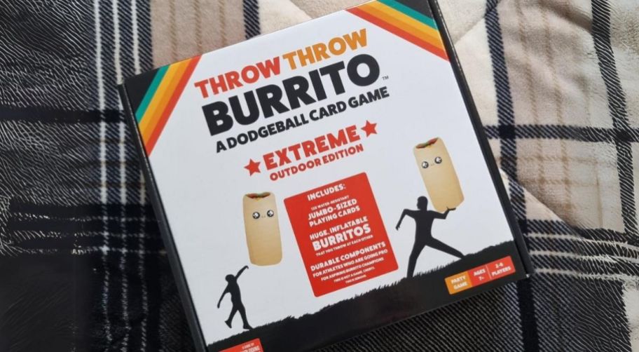 throw throw burrito extreme outdoor version game box on a table