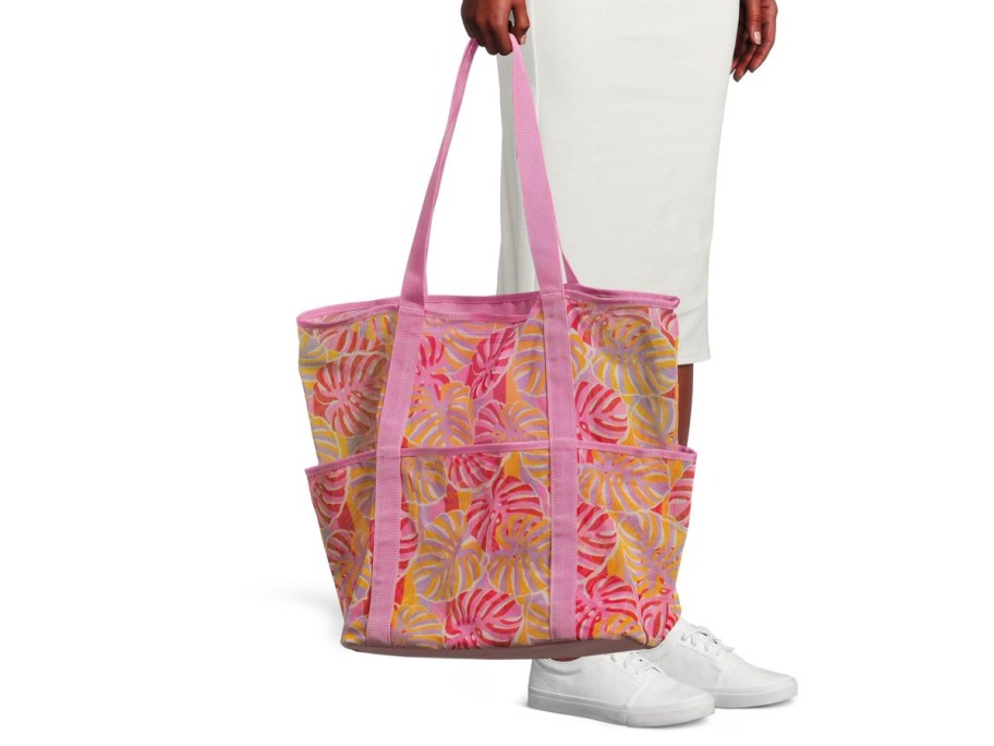 time and tru mesh bag with floral print