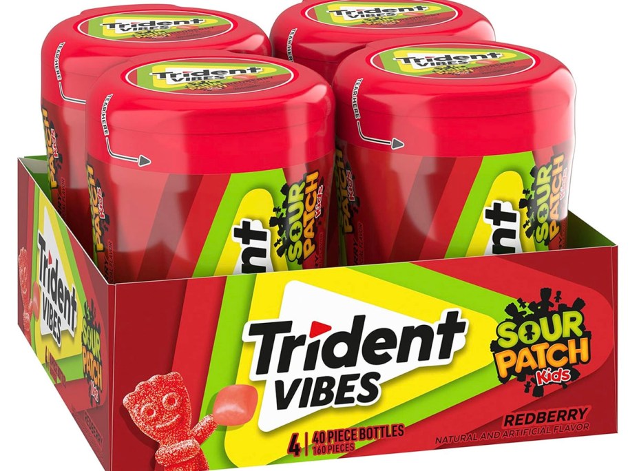 4 packs of trident sour patch kids gum 