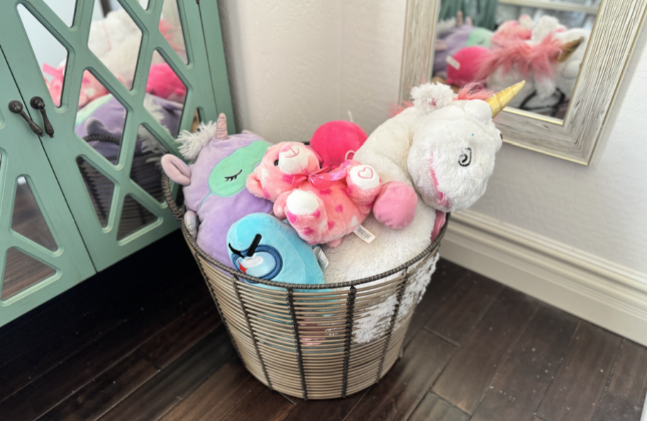 walmart basket with stuffed animals