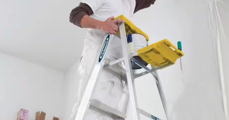 man standing on ladder