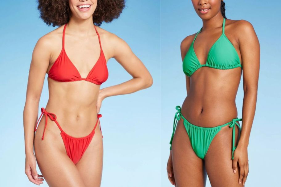 two female models wearing bikinis