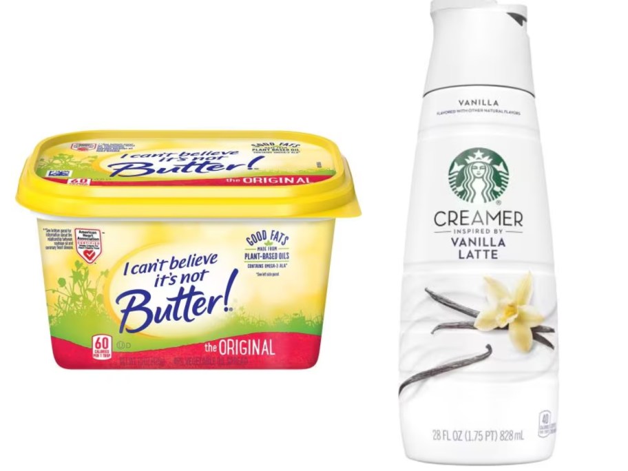 I can't believe it's not butter tub and Starbucks Vanilla Latte Creamer