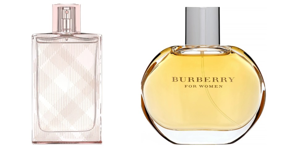 two Burberry women's perfume bottles