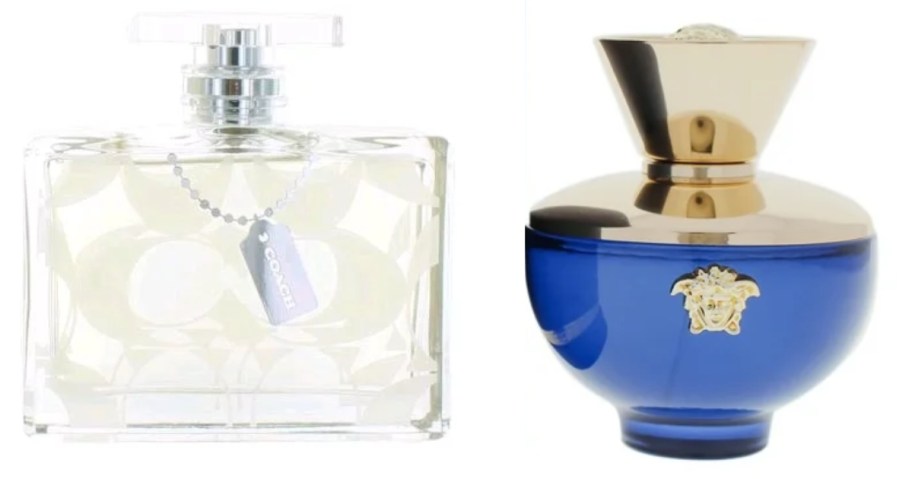 Coach and Versace women's perfume bottles
