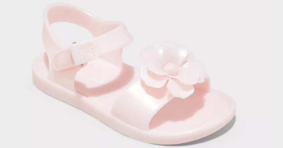 kid's pink jelly sandal with flower on top
