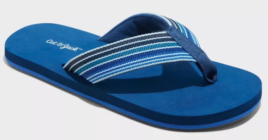 kid's blue flip flop with striped blue top