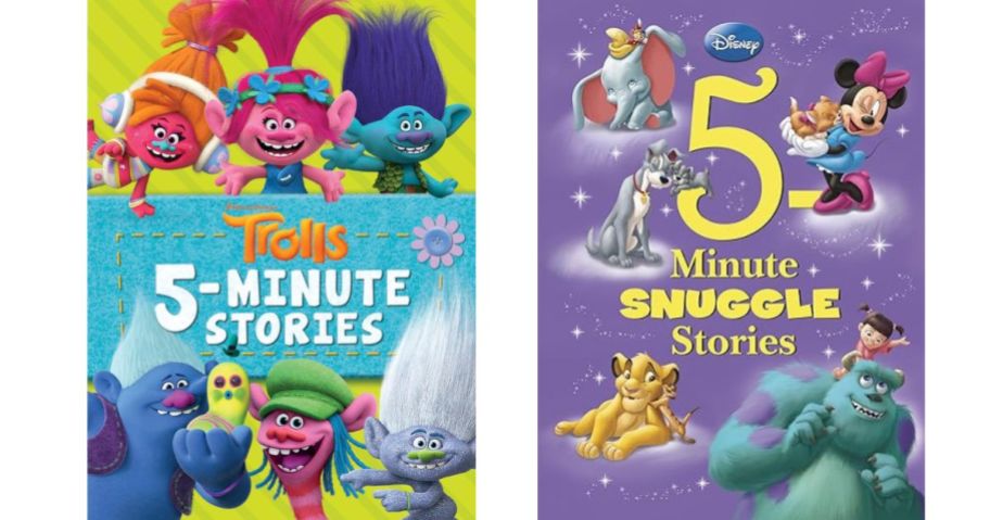trolls and disney snuggle 5-minute story book stock images