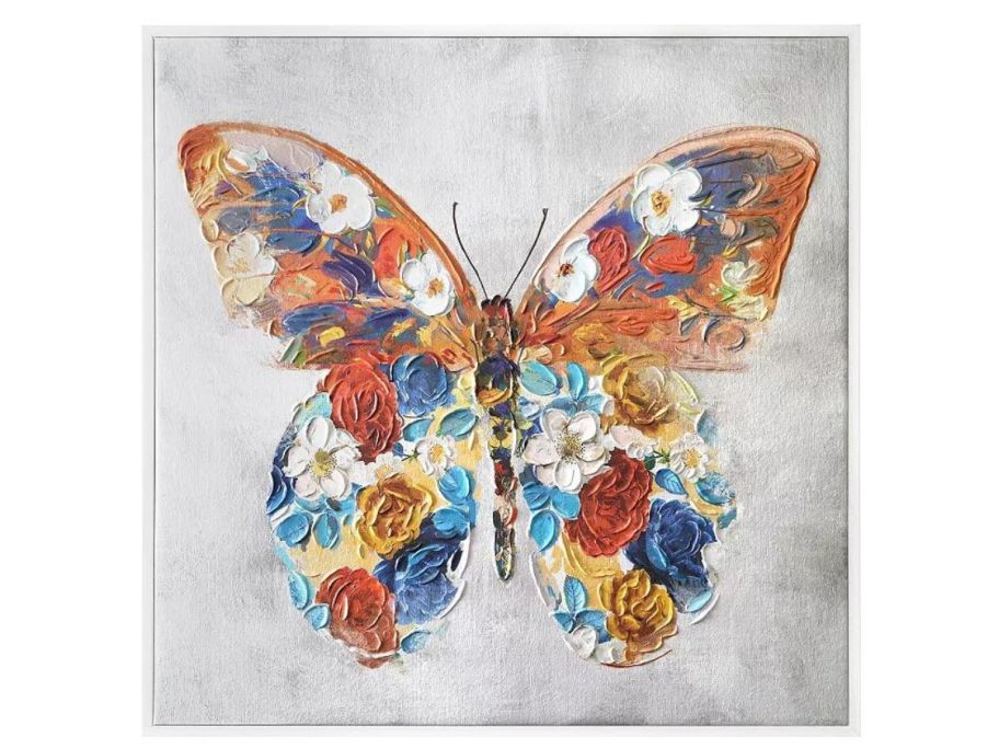 ARTFX Fine Art Papillon Fleurs Floral Canvas Wall Art of a butterfly