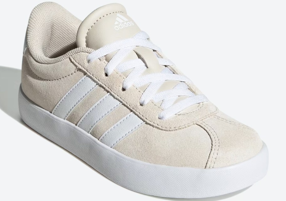beige and white adidas sneaker