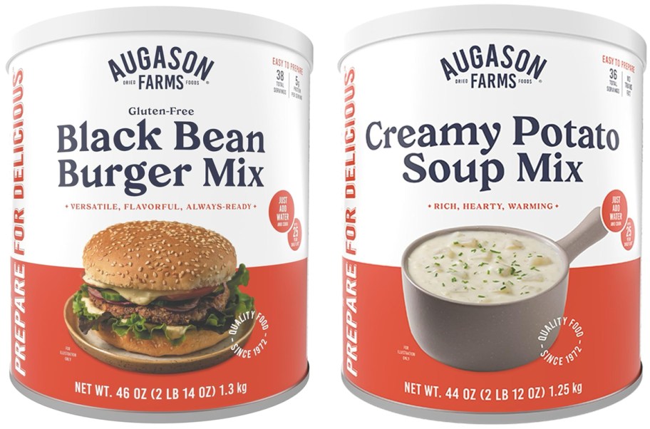 Augason Farms Black Bean Burger Mix and Creamy Potato Soup Mix