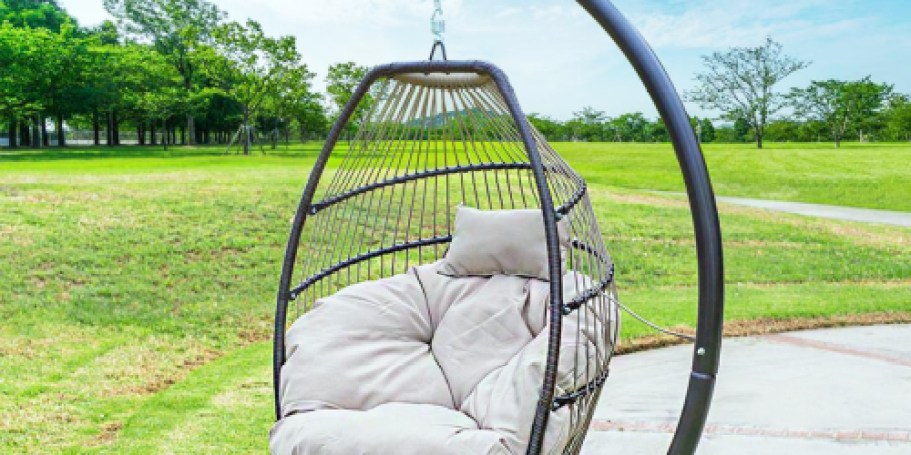 Hanging Wicker Egg Chair w/ Cushion Only $141 on HomeDepot.com (Reg. $226)