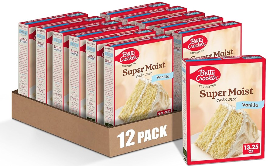 12-count box of Betty Crocker Super Moist Vanilla Cake Mix