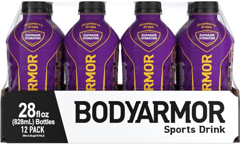Stock image of a BodyArmor Sports Drink Sports 28oz 12-pack in Strawberry Grape
